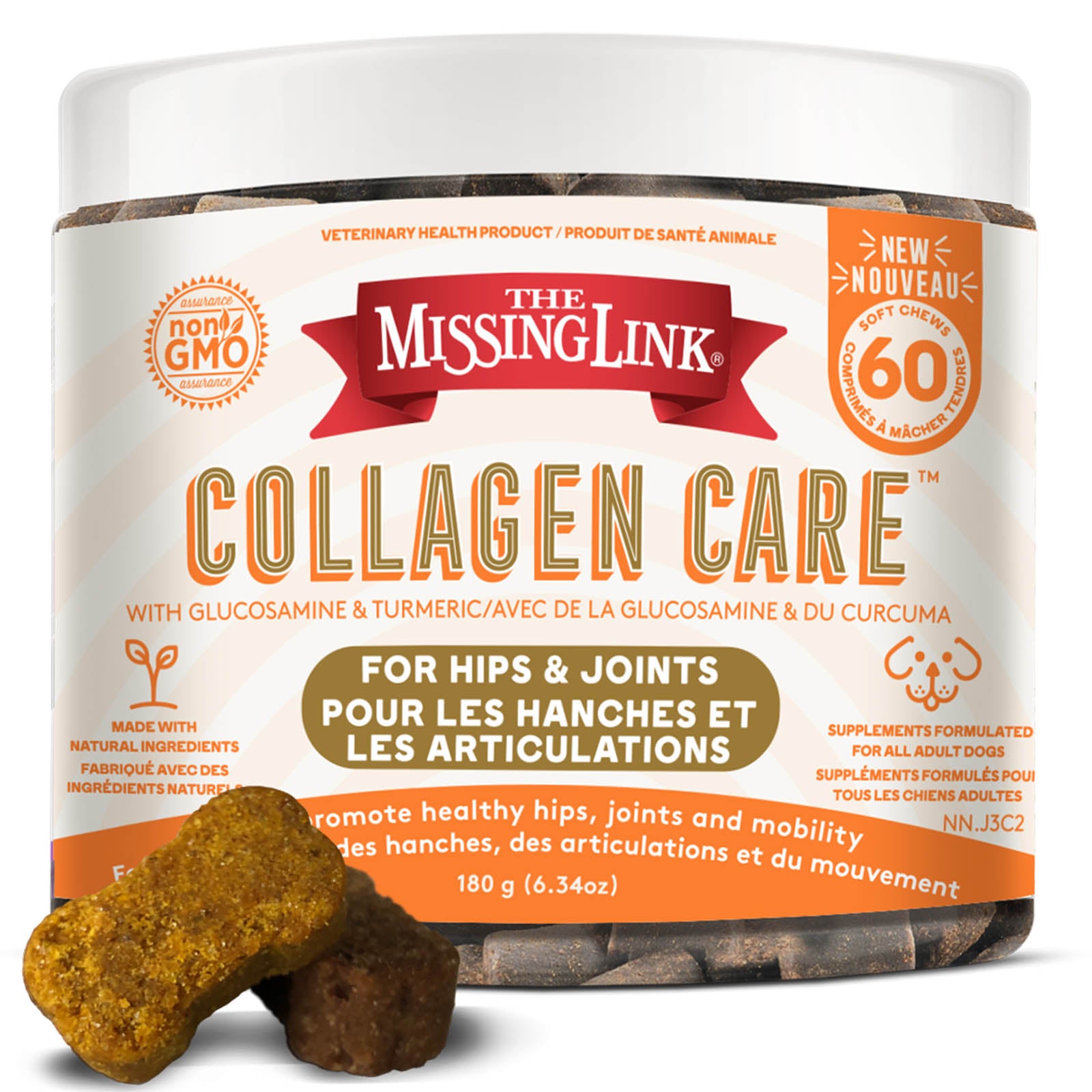 The Missing Link Collagen Care for hips and joints, 60 soft chews.