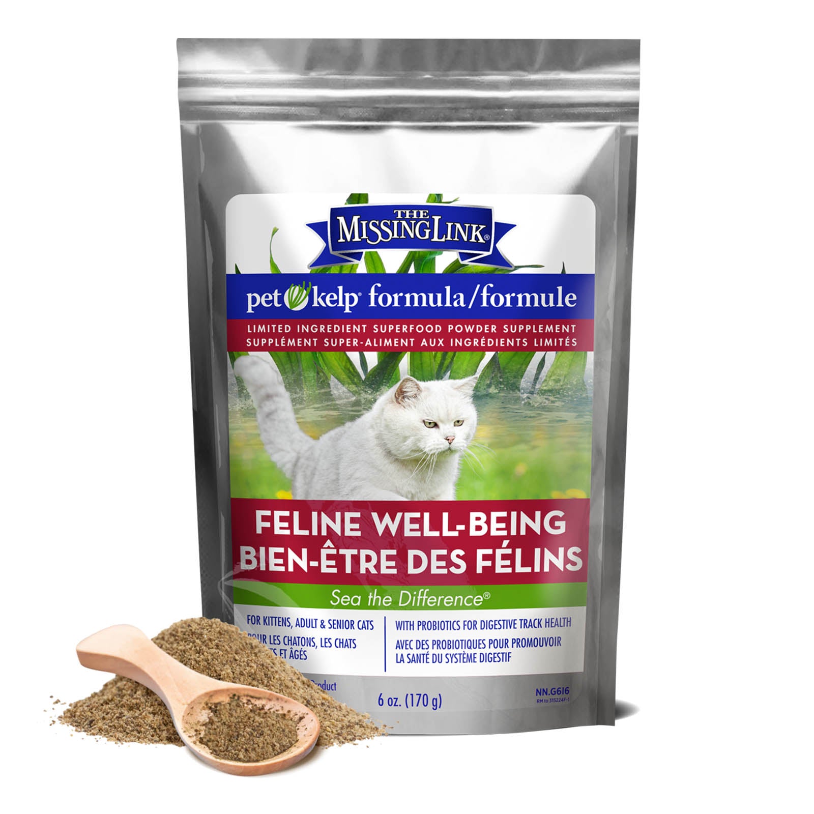 The Missing Link Pet Kelp feline well being formula.