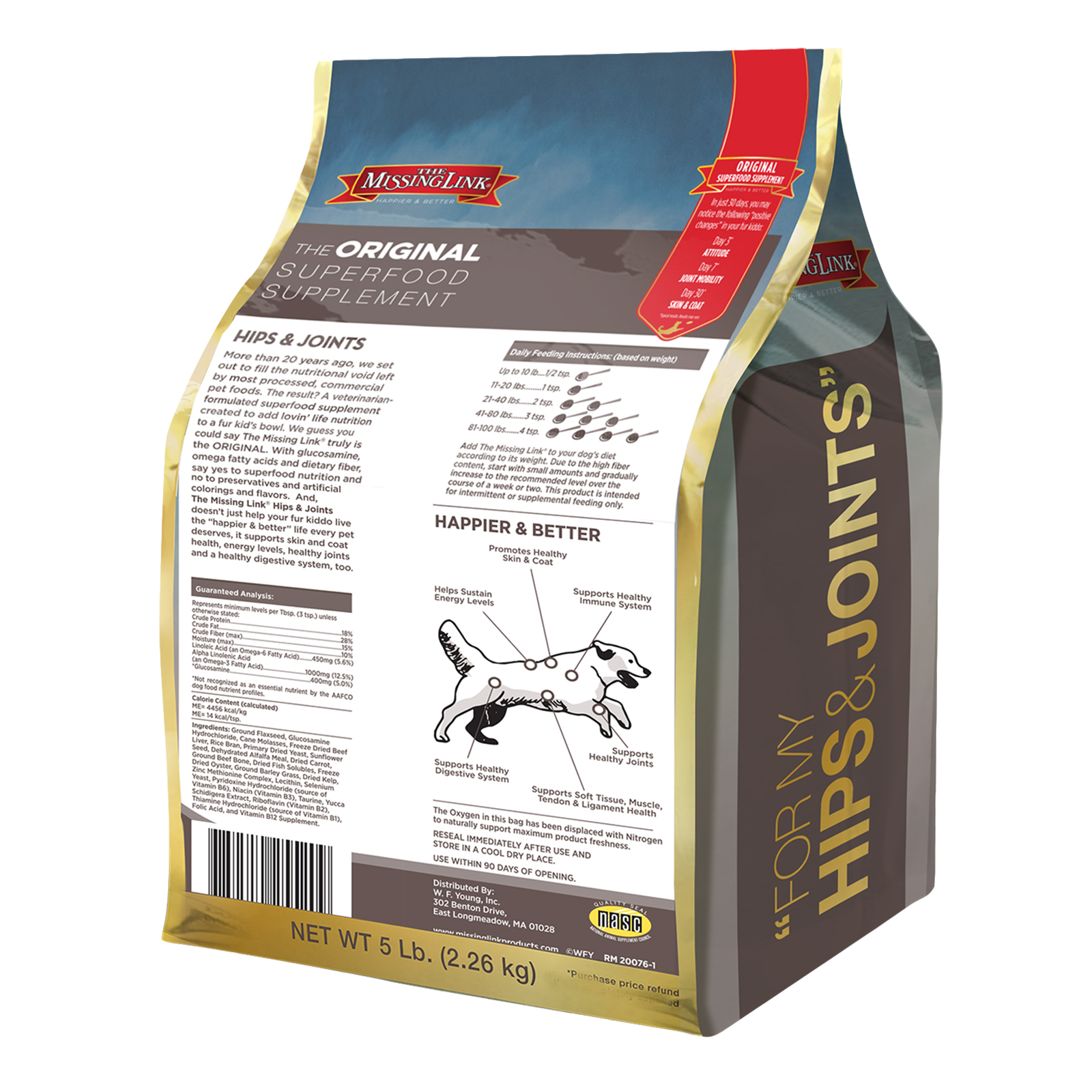 The Missing Link superfood supplement for Hips & Joints in a 5 pound bag.