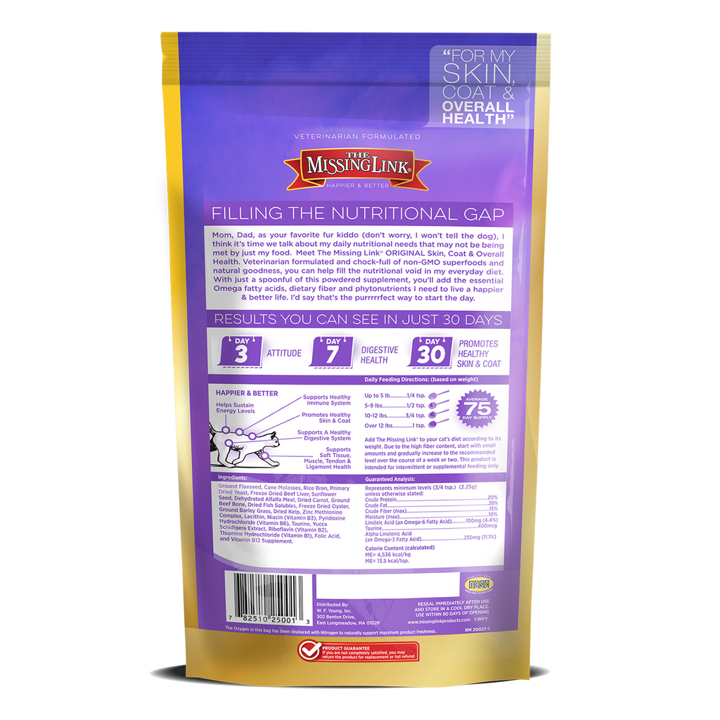 The Missing Link Feline supplement powder formula, filling the nutritional gap.